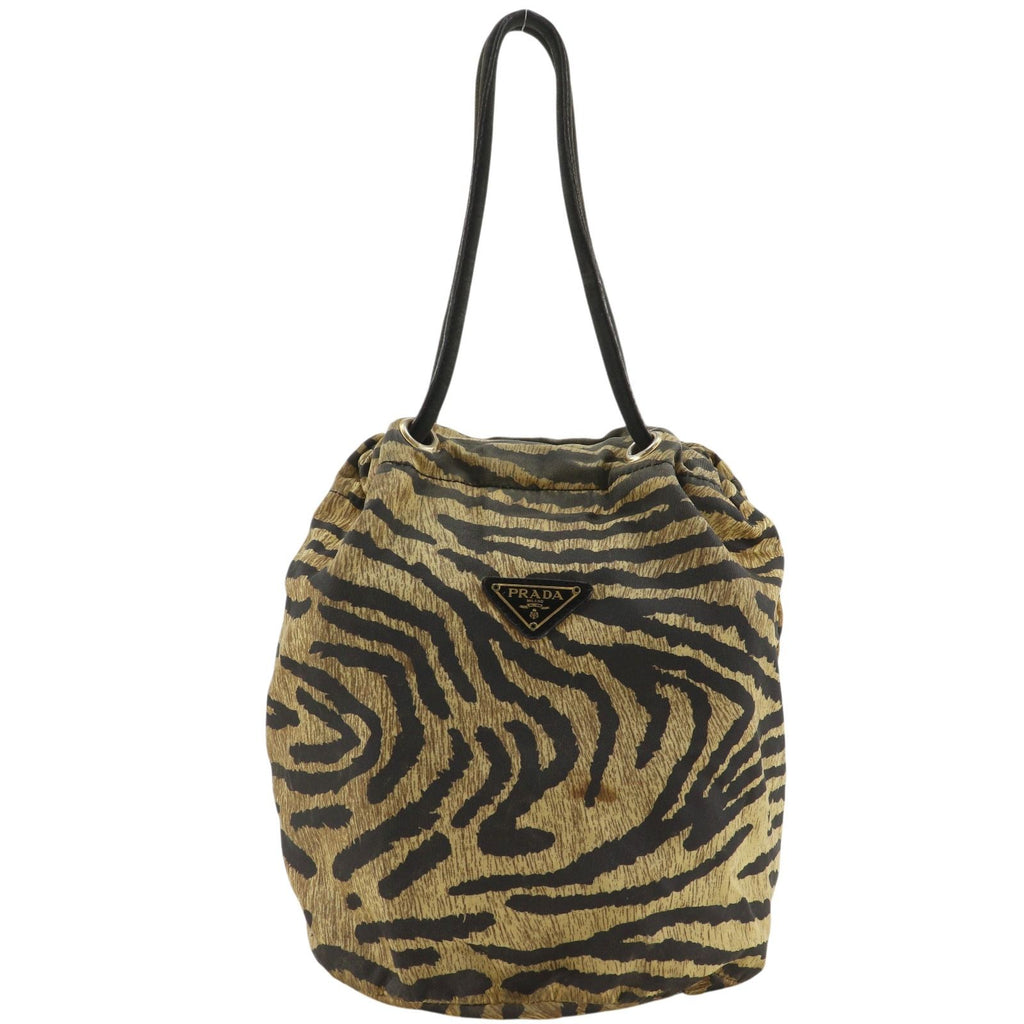Prada Zebra Print Nylon Brown Handbag