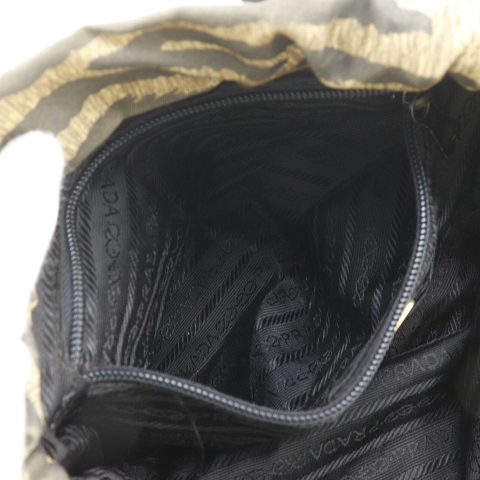 Prada Zebra Print Nylon Brown Handbag — view 7