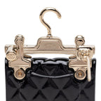 Chanel CC Logo Quilted Motif Brooch 23 Black Metal Plastic Faux Pearl — view 3
