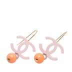 Chanel CC Logo Hook Earrings 03 Pink Plated Plastic