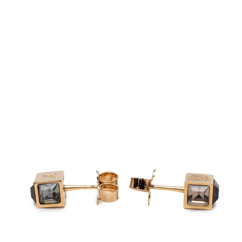 Louis Vuitton Gamble Cube Stud Earrings Gold Plated Swarovski — view 6
