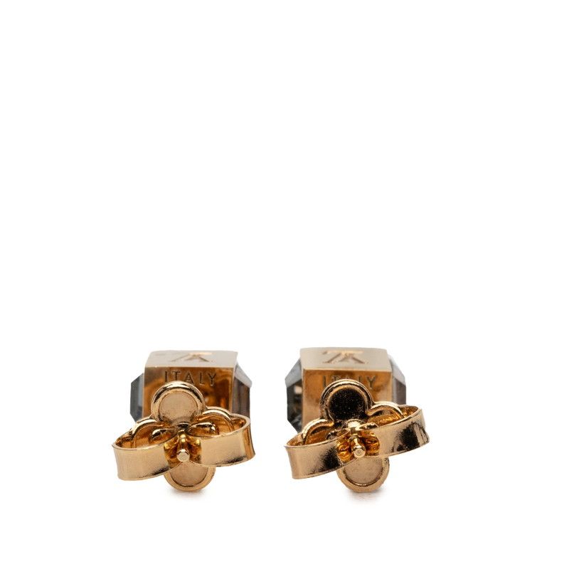 Louis Vuitton Gamble Cube Stud Earrings Gold Plated Swarovski — view 4