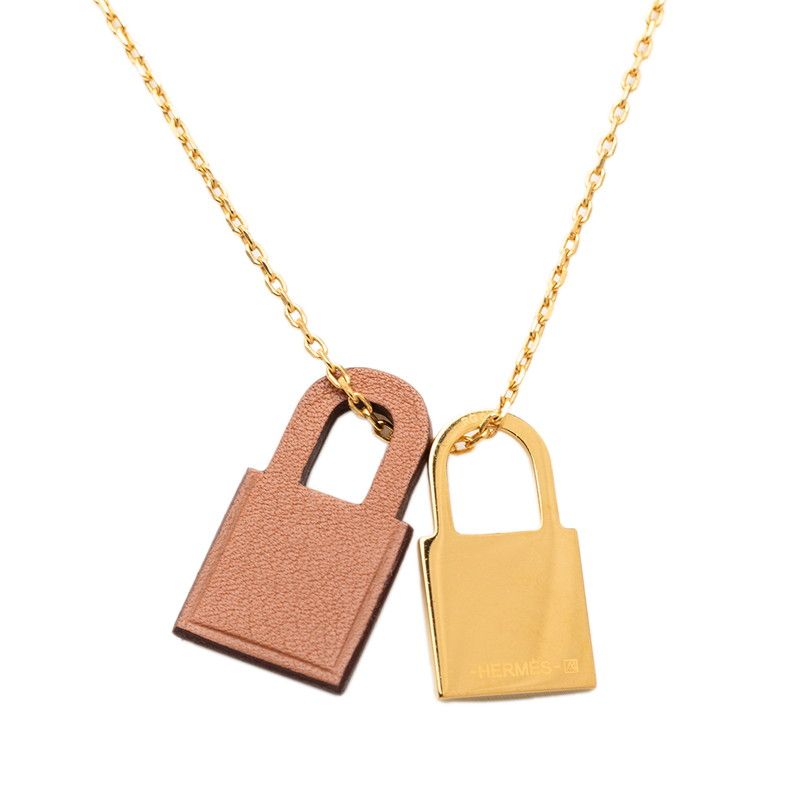 Hermes O'Kelly PM Chain Pendant Brown Gold Leather Plated — view 2