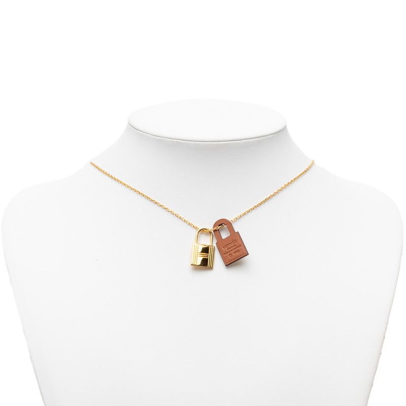 Hermes O'Kelly PM Chain Pendant Brown Gold Leather Plated — view 5