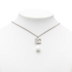 Chanel CC Logo Teardrop Chain Pendant 10 Silver White Metal Plastic — view 5