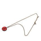 Chanel CC Logo Bone Motif Chain Pendant 03 Black Red Plated Plastic — view 3