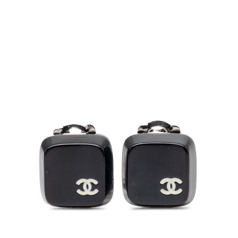 Chanel CC Logo Keycap Motif Earrings 00 Black Plastic Metal
