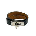 Hermes Bracelet Tall Leather Black Silver