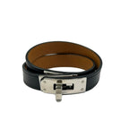 Hermes Bracelet Tall Leather Black Silver