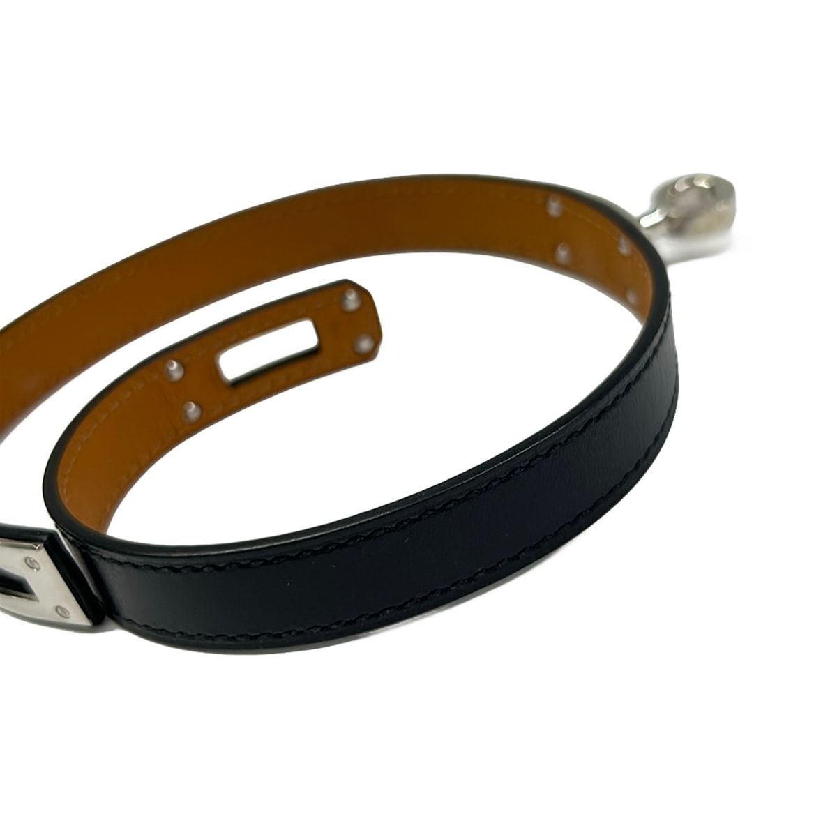 Hermes Bracelet Tall Leather Black Silver — view 8
