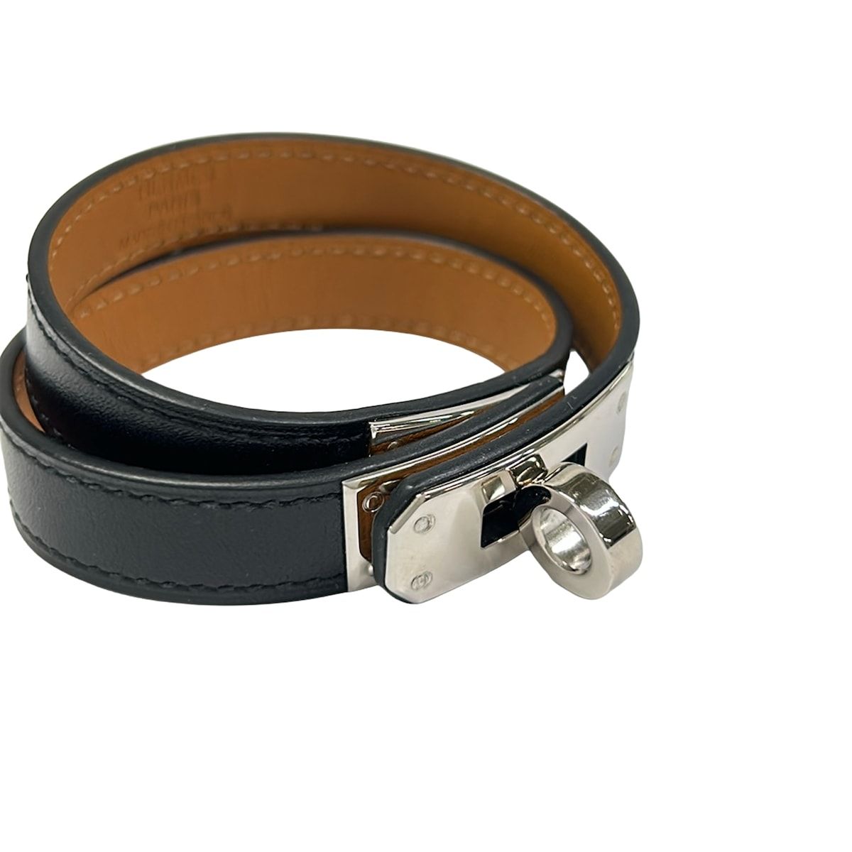 Hermes Bracelet Tall Leather Black Silver — view 2
