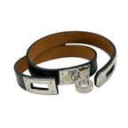 Hermes Bracelet Tall Leather Black Silver — view 6