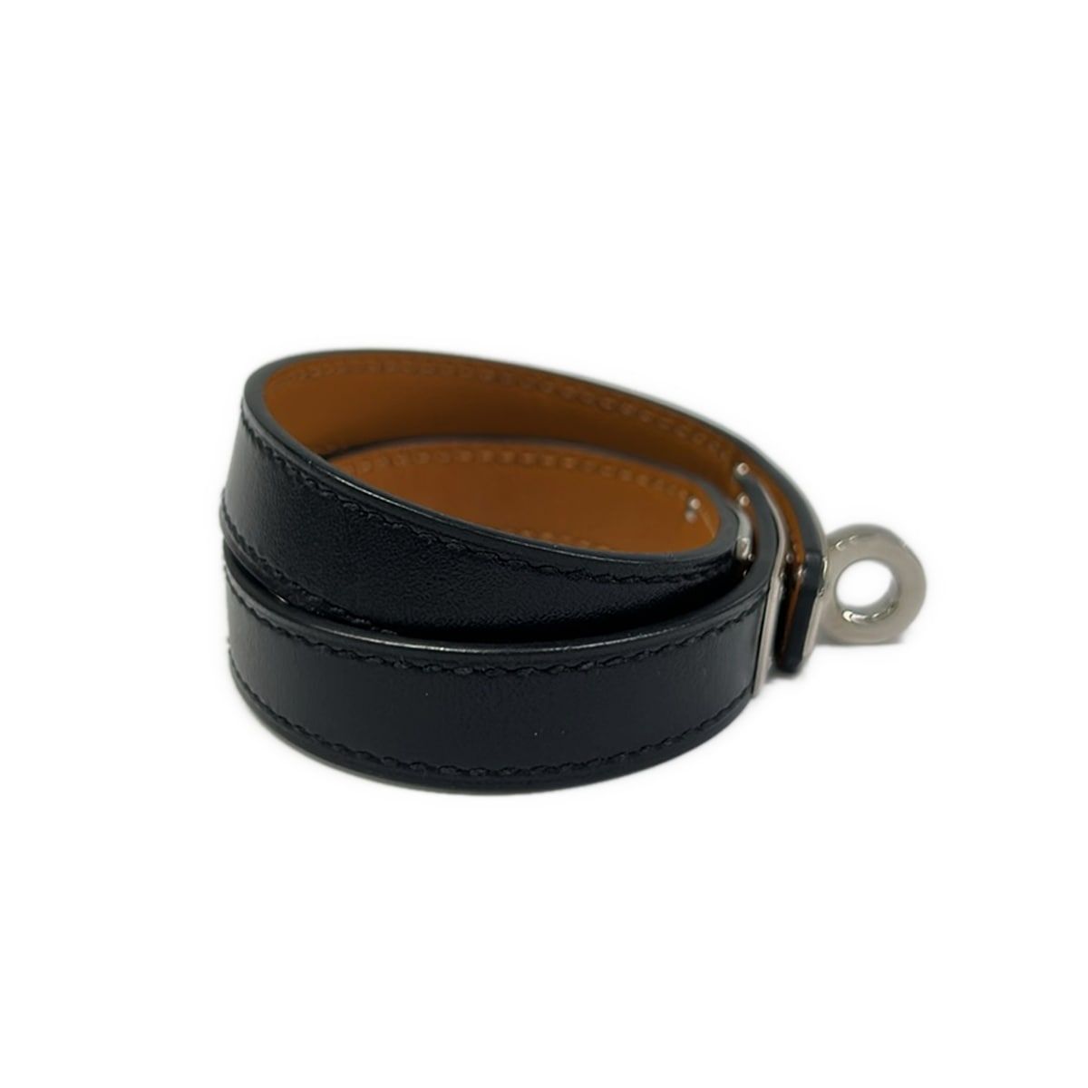 Hermes Bracelet Tall Leather Black Silver — view 4