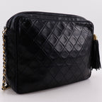 Chanel Chain Shoulder Bag with Fringe Quilted Vintage Calfskin Black — view 3