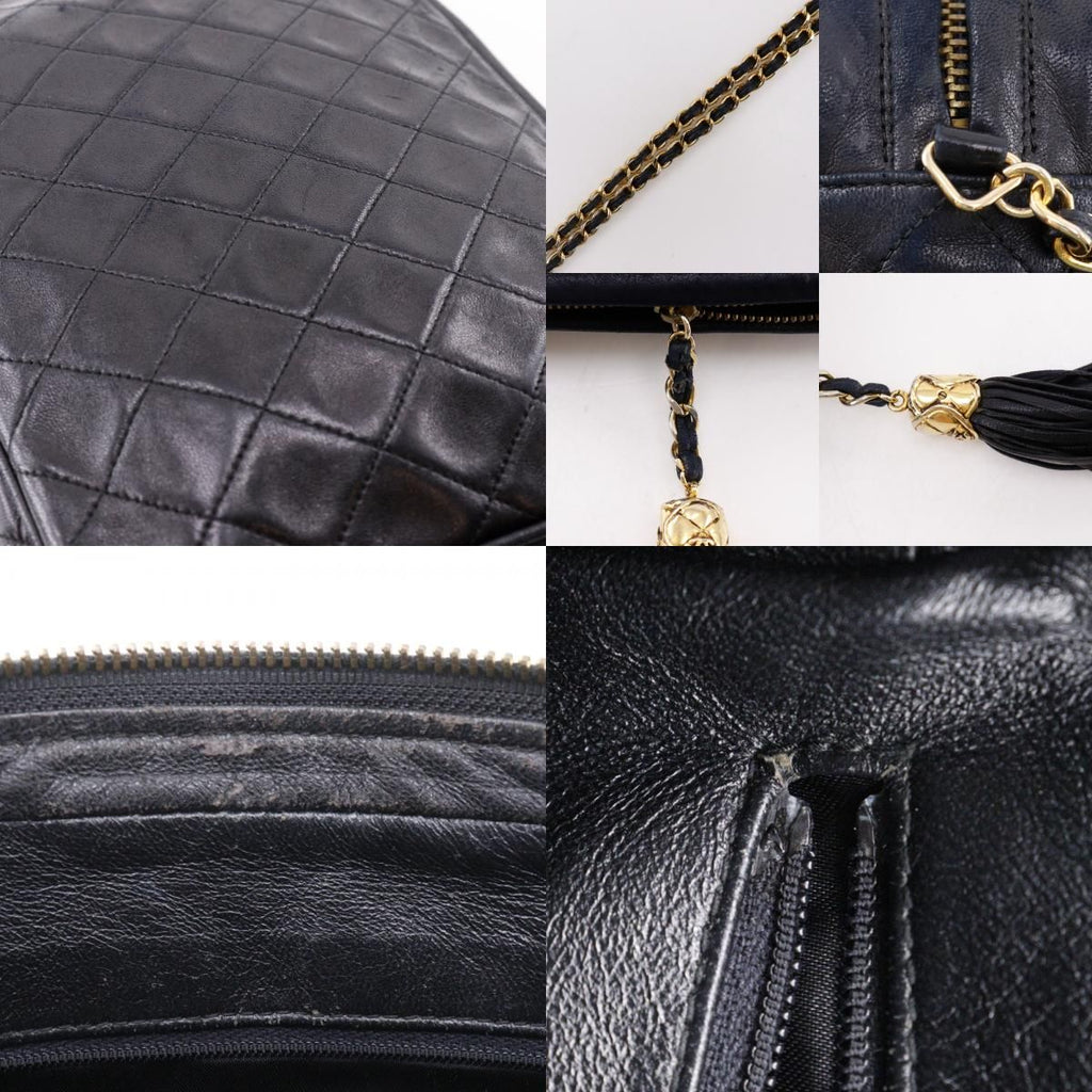 Chanel Chain Shoulder Bag with Fringe Quilted Vintage Calfskin Black — view 9