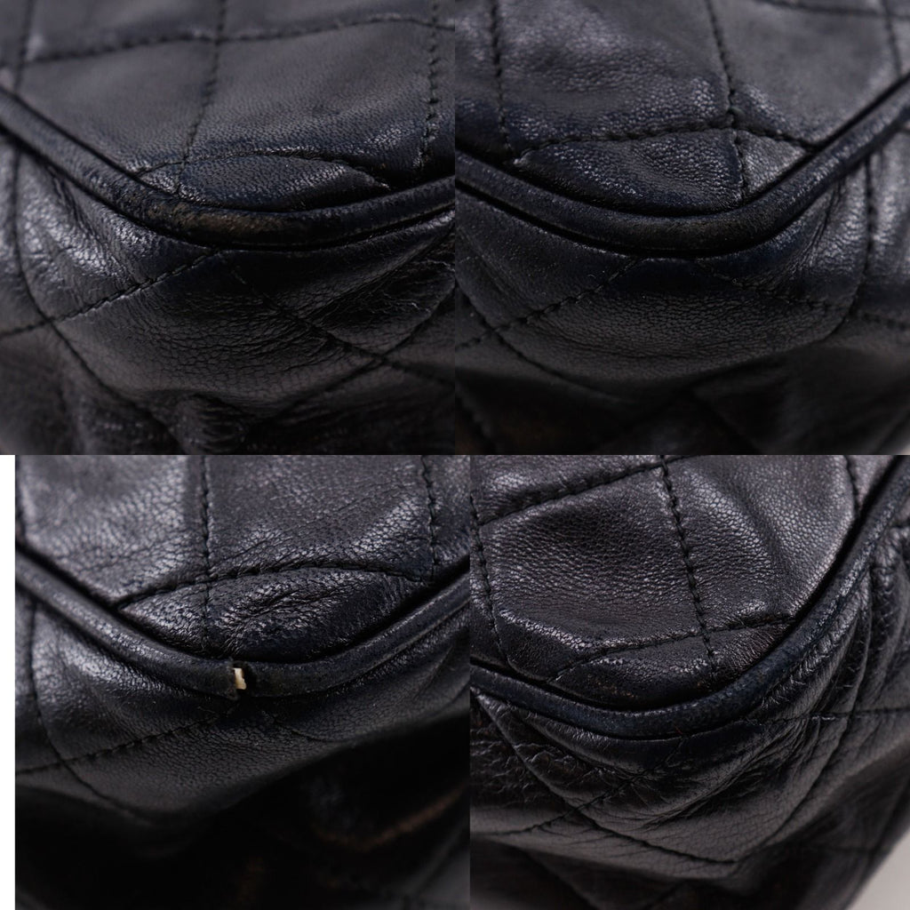 Chanel Chain Shoulder Bag with Fringe Quilted Vintage Calfskin Black — view 4