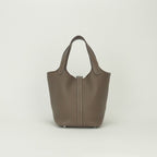 Hermes Picotin Lock PM 18 Tote Taurillon Clemence Etoupe Gray Silver Handbag — view 3