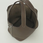 Hermes Picotin Lock PM 18 Tote Taurillon Clemence Etoupe Gray Silver Handbag — view 8