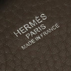 Hermes Picotin Lock PM 18 Tote Taurillon Clemence Etoupe Gray Silver Handbag — view 7