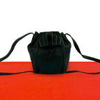 Loewe Vintage Logo Leather Mini Drawstring Shoulder Bag Pochette Crossbody Black