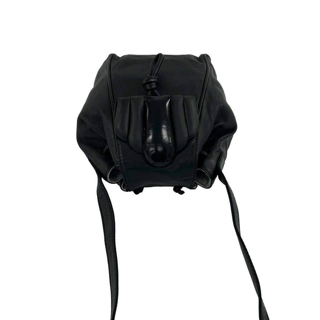 Loewe Vintage Logo Leather Mini Drawstring Shoulder Bag Pochette Crossbody Black — view 4