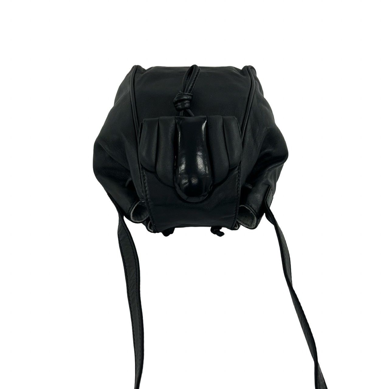Loewe Vintage Logo Leather Mini Drawstring Shoulder Bag Pochette Crossbody Black — view 4