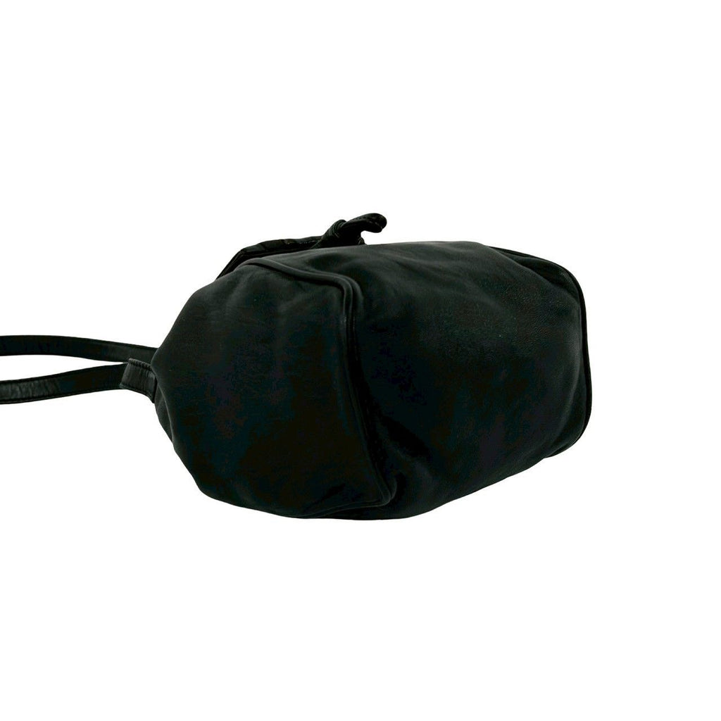 Loewe Vintage Logo Leather Mini Drawstring Shoulder Bag Pochette Crossbody Black — view 7