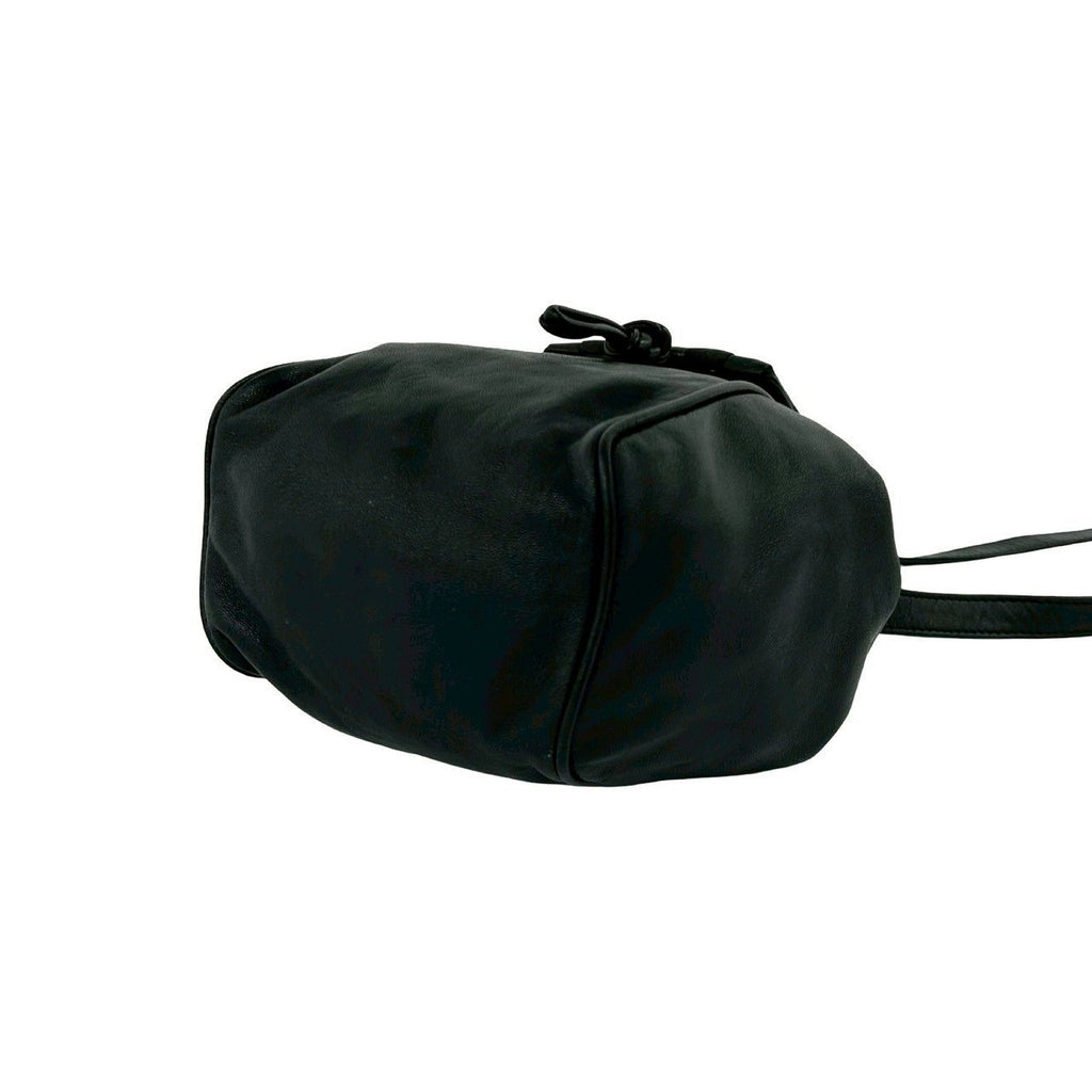 Loewe Vintage Logo Leather Mini Drawstring Shoulder Bag Pochette Crossbody Black — view 8