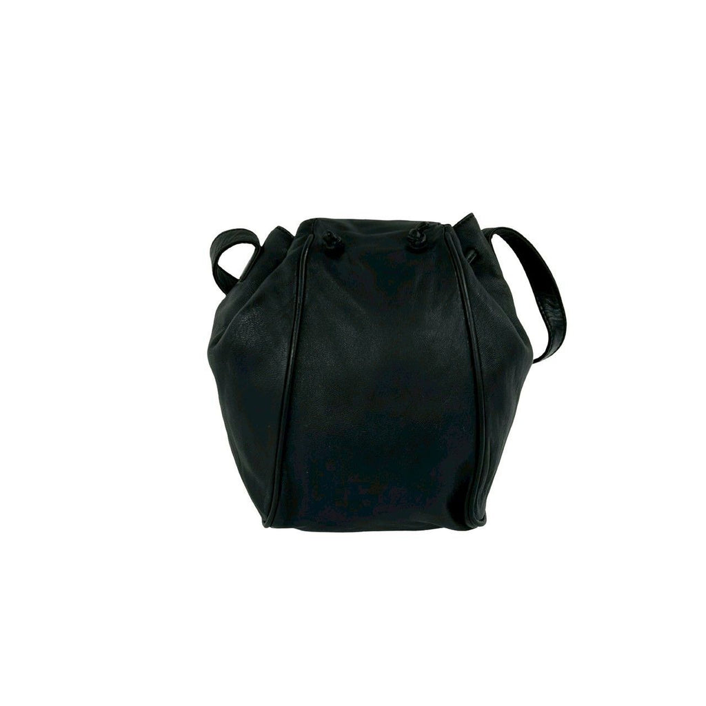 Loewe Vintage Logo Leather Mini Drawstring Shoulder Bag Pochette Crossbody Black — view 3