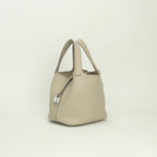 Hermes Picotin Lock PM 18 Tote Taurillon Clemence Cles Craie White Silver — view 2