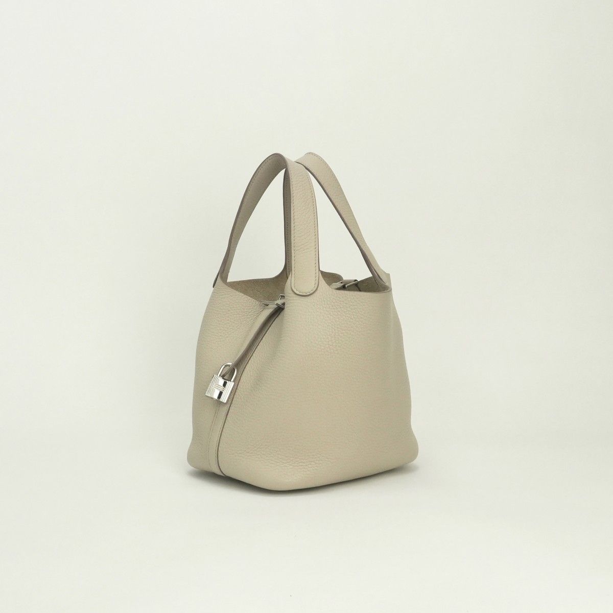 Hermes Picotin Lock PM 18 Tote Taurillon Clemence Cles Craie White Silver — view 2