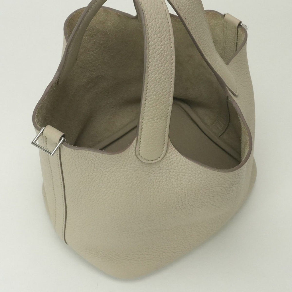 Hermes Picotin Lock PM 18 Tote Taurillon Clemence Cles Craie White Silver — view 8