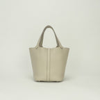 Hermes Picotin Lock PM 18 Tote Taurillon Clemence Cles Craie White Silver — view 3