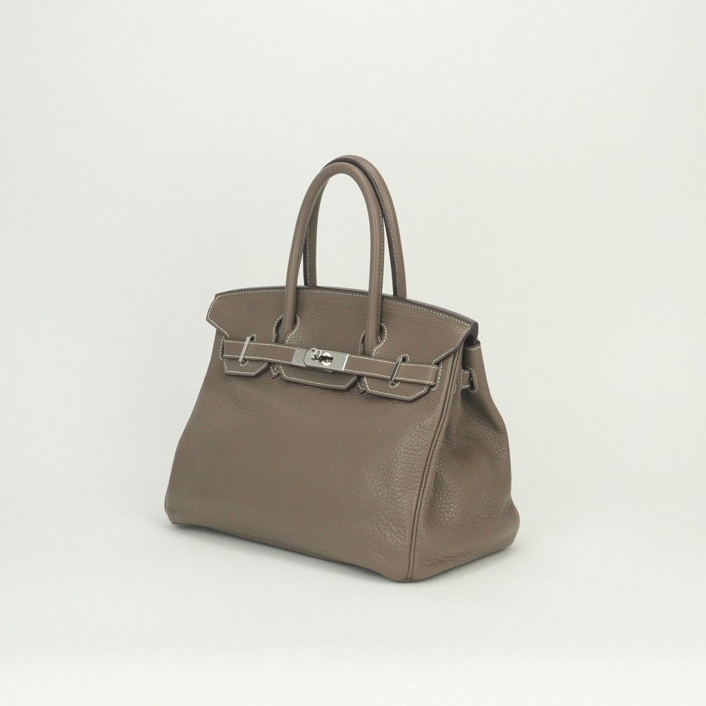 Hermes Birkin 30 Tote Taurillon Clemence Etoupe Gray Silver — view 2