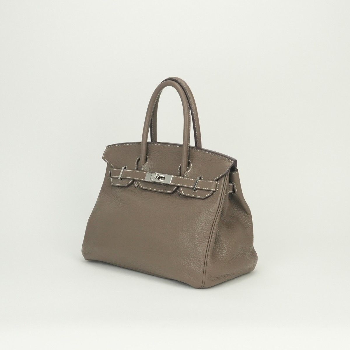 Hermes Birkin 30 Tote Taurillon Clemence Etoupe Gray Silver — view 2