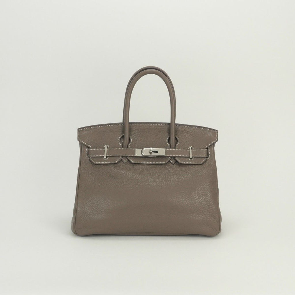 Hermes Birkin 30 Tote Taurillon Clemence Etoupe Gray Silver