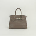Hermes Birkin 30 Tote Taurillon Clemence Etoupe Gray Silver