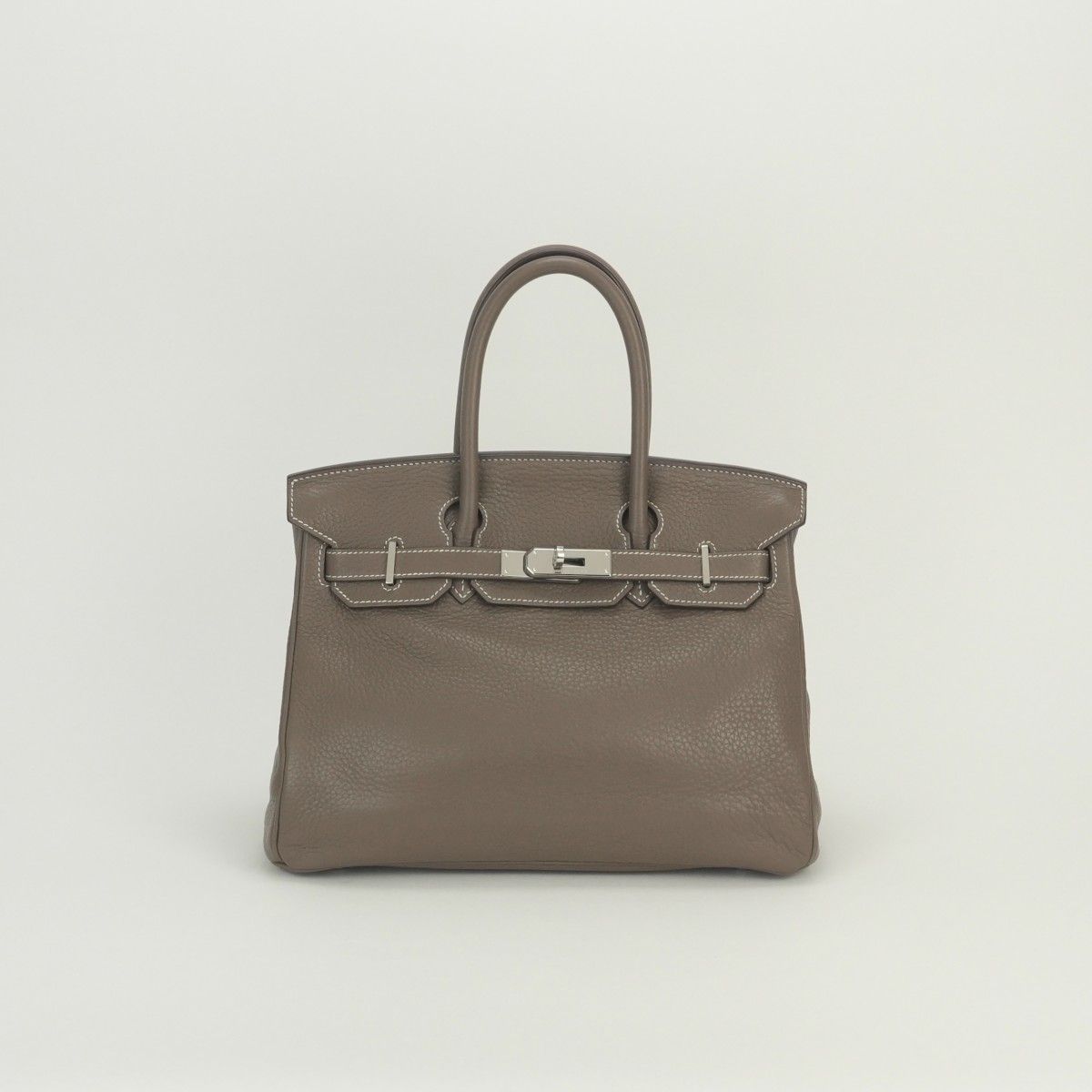 Hermes Birkin 30 Tote Taurillon Clemence Etoupe Gray Silver