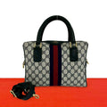 Gucci Vintage Sherry Line GG Logo Pattern Leather 2-Way Shoulder Bag Navy