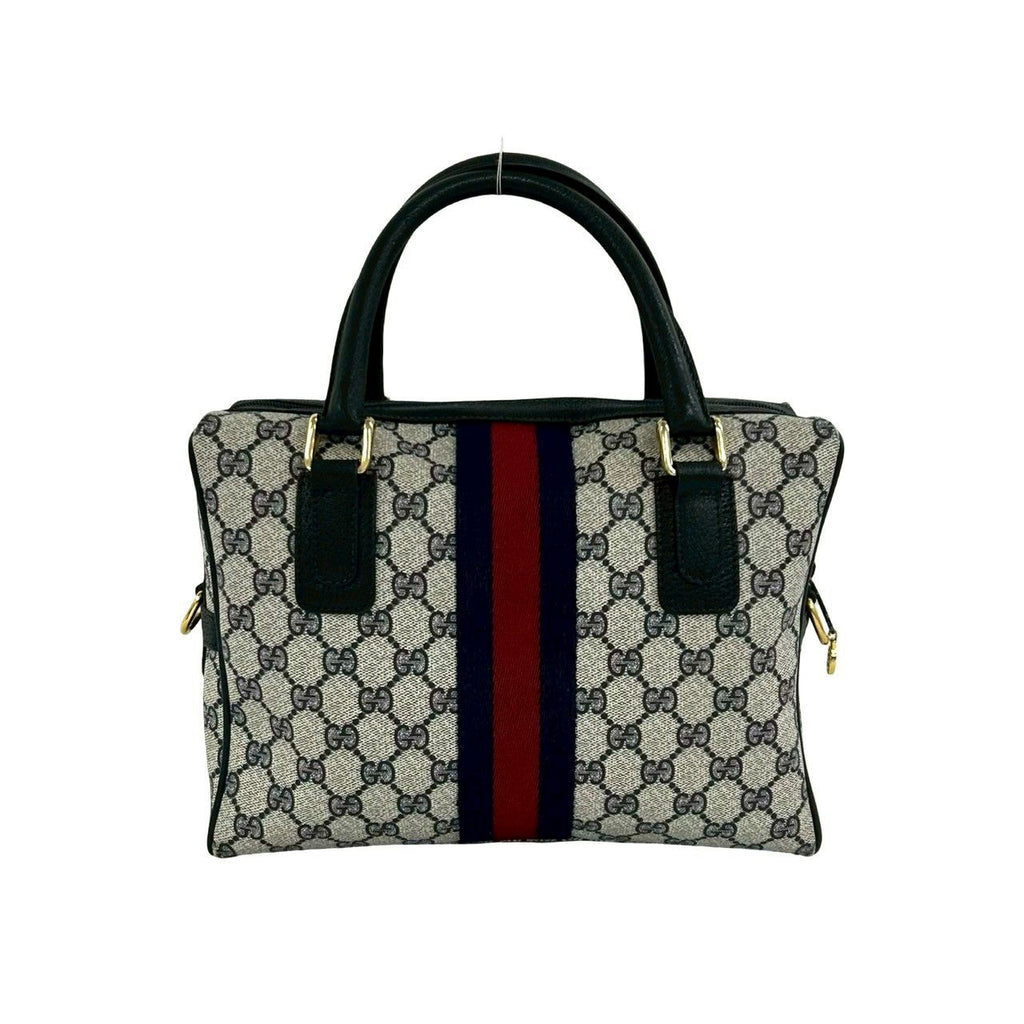 Gucci Vintage Sherry Line GG Logo Pattern Leather 2-Way Shoulder Bag Navy — view 3