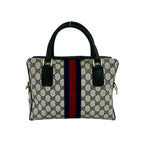 Gucci Vintage Sherry Line GG Logo Pattern Leather 2-Way Shoulder Bag Navy — view 3