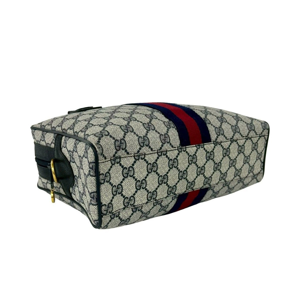 Gucci Vintage Sherry Line GG Logo Pattern Leather 2-Way Shoulder Bag Navy — view 7