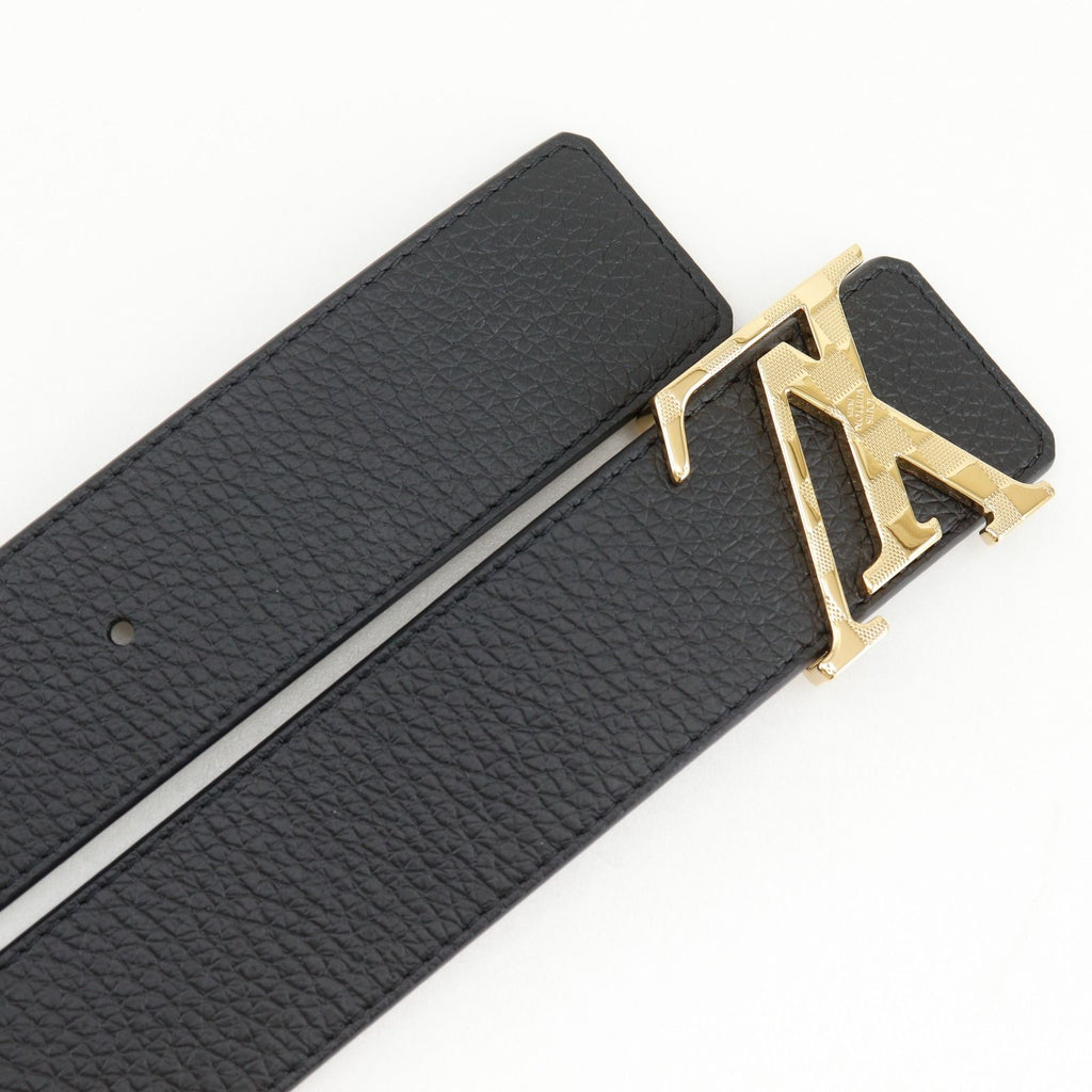Louis Vuitton Belt LV Damier 40 Reversible Leather Gold Plated Black Gray — view 4