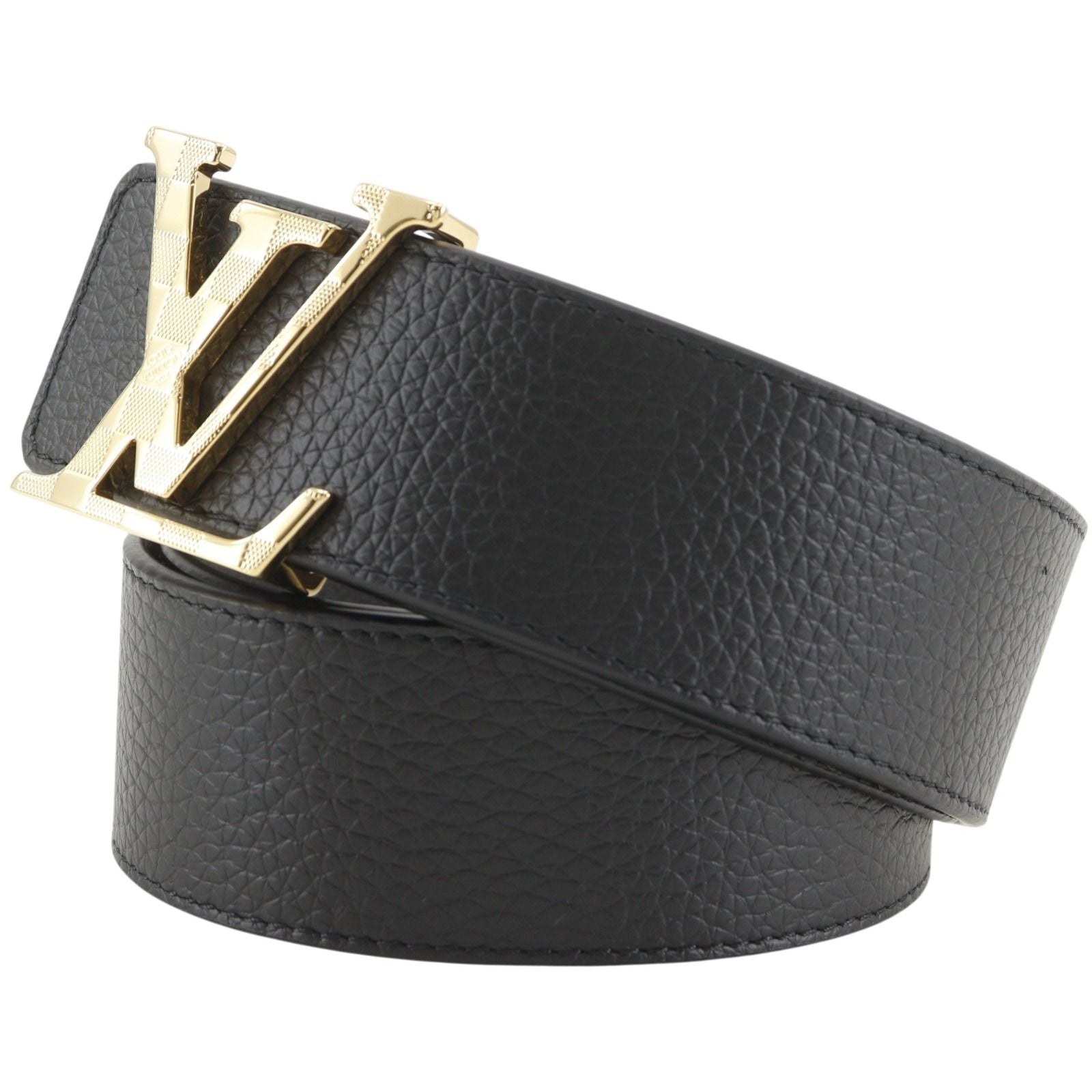Louis Vuitton Belt LV Damier 40 Reversible Leather Gold Plated Black Gray — view 2