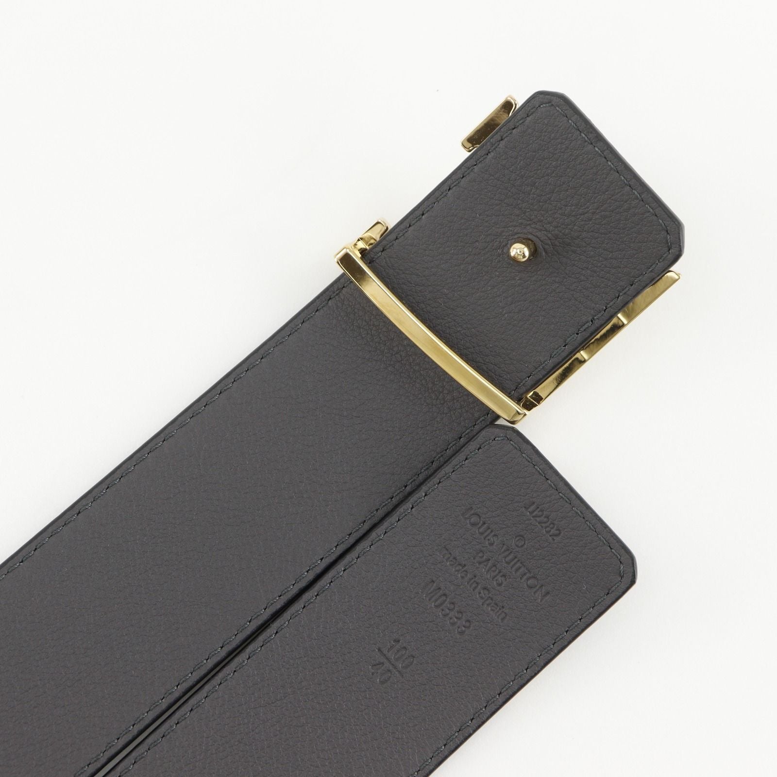 Louis Vuitton Belt LV Damier 40 Reversible Leather Gold Plated Black Gray — view 5