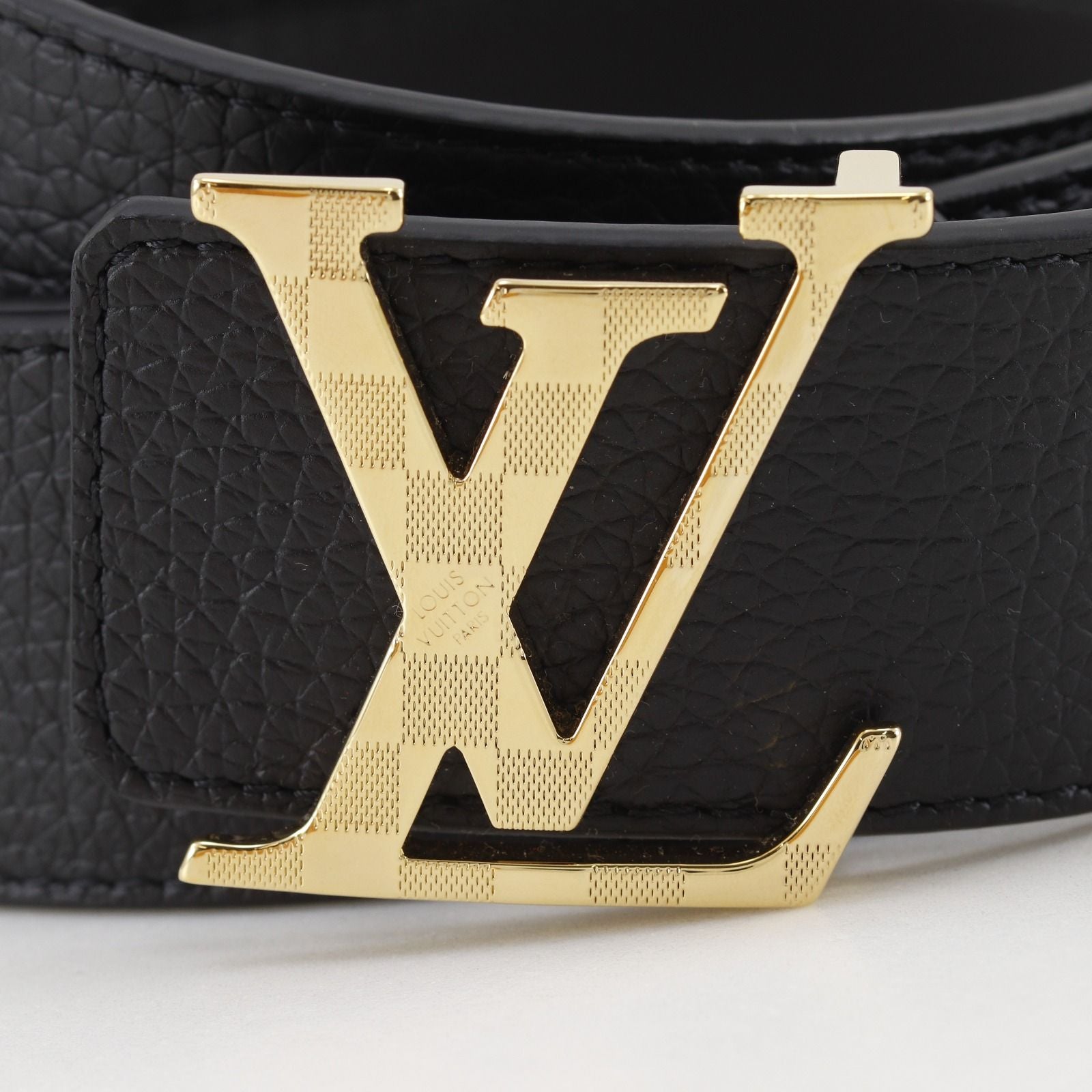 Louis Vuitton Belt LV Damier 40 Reversible Leather Gold Plated Black Gray — view 9
