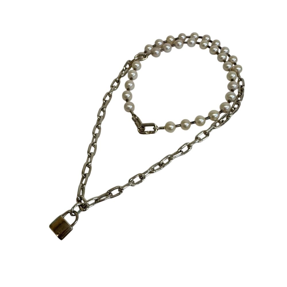 Tiffany & Co Pearl Lock 925 Sterling Silver Necklace White Padlock Choker — view 3