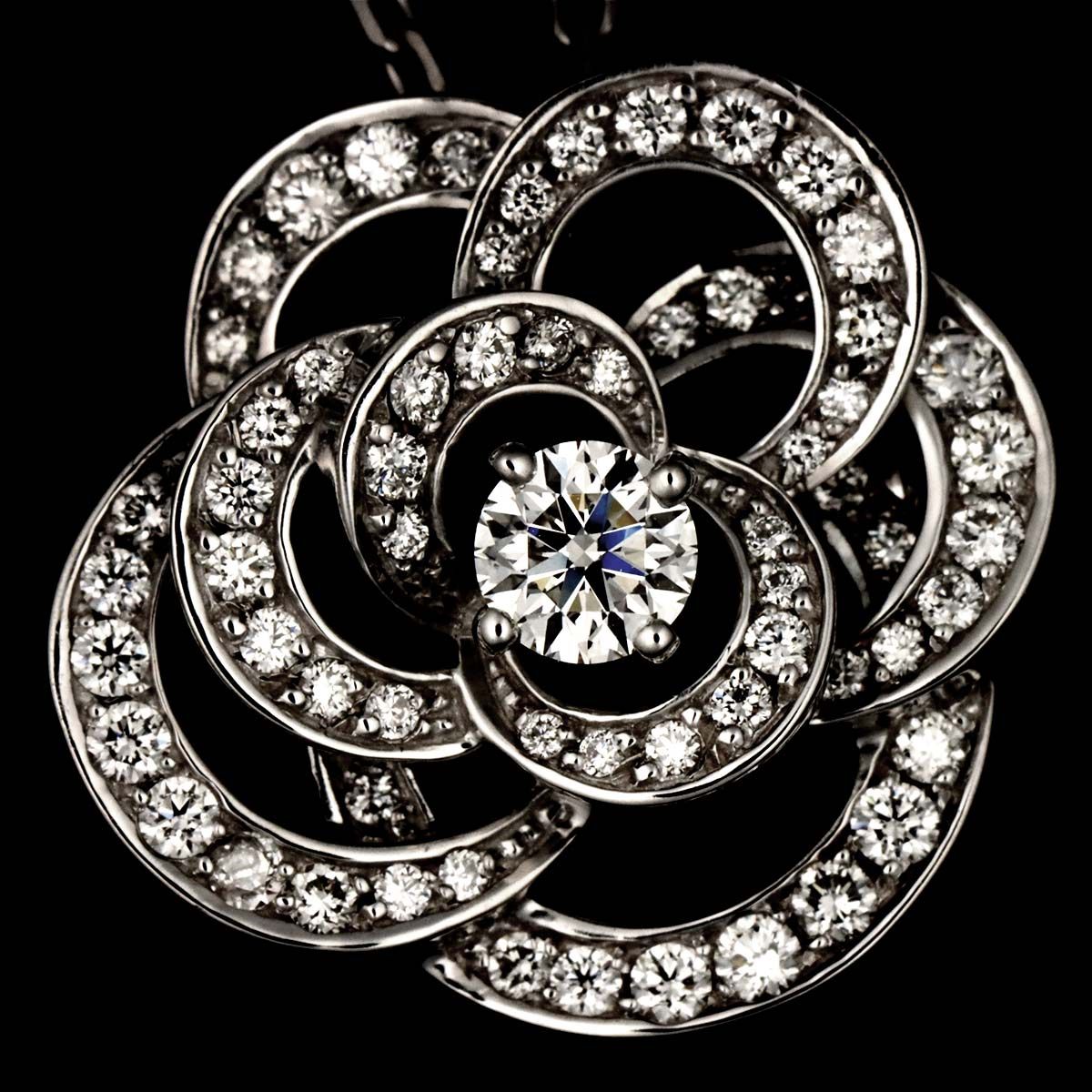 Chanel Camellia Diamond Necklace 41 cm 18k WG White Gold 750 Flower — view 7