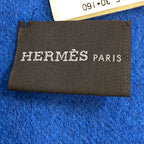 Hermes Evelyne Logo Reversible Cashmere Scarf Blue — view 6