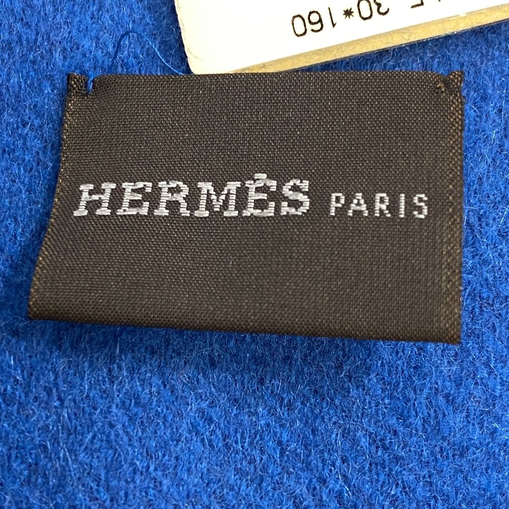 Hermes Evelyne Logo Reversible Cashmere Scarf Blue — view 6
